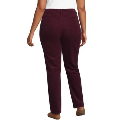 Women's Fine Wale Corduroy High Rise Straight Leg Pants