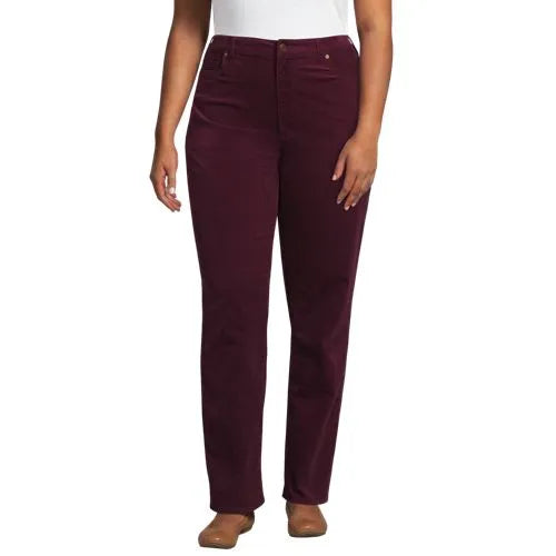 Women's Fine Wale Corduroy High Rise Straight Leg Pants