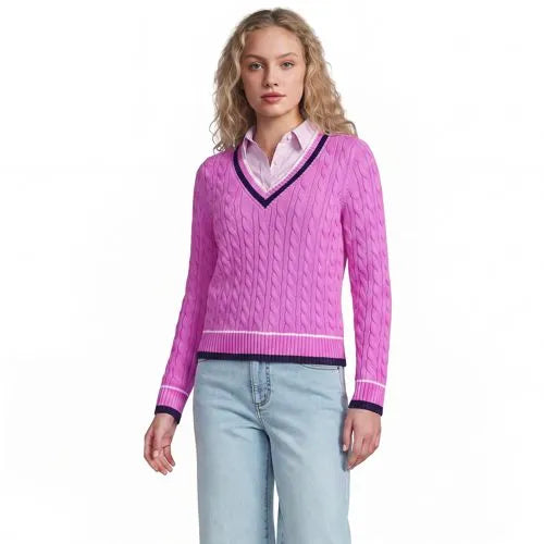 Women's Drifter Cable V-neck Sweater