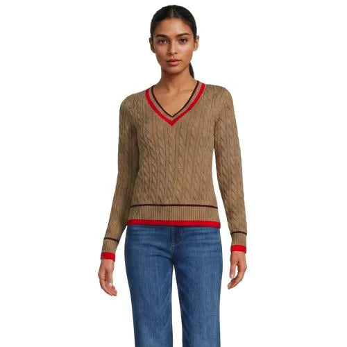Women's Drifter Cable V-neck Sweater