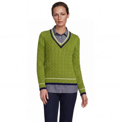 Women's Drifter Cable V-neck Sweater