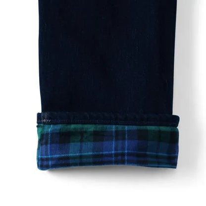 Men's Stretch Comfort Waist Classic Straight Fit Flannel Lined Forever Blue Jean