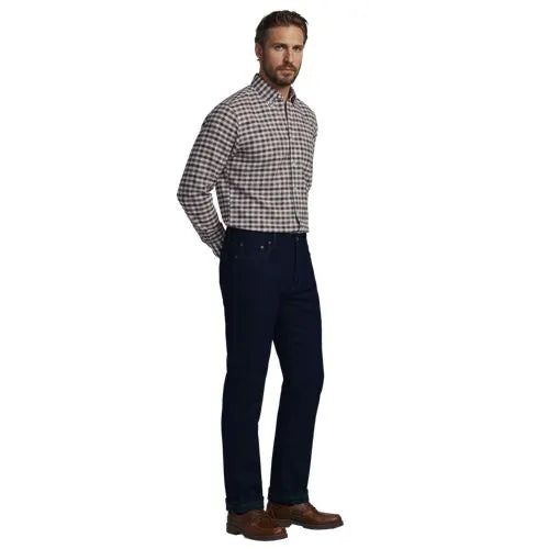 Men's Stretch Comfort Waist Classic Straight Fit Flannel Lined Forever Blue Jean