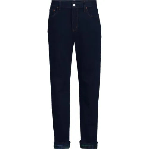 Men's Stretch Comfort Waist Classic Straight Fit Flannel Lined Forever Blue Jean