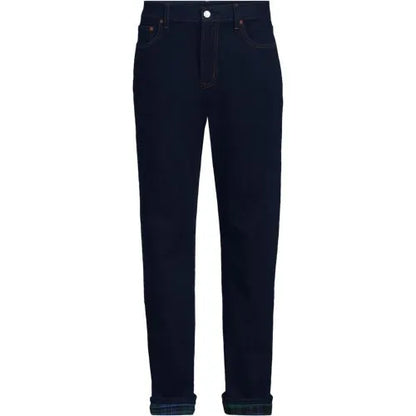 Men's Stretch Comfort Waist Classic Straight Fit Flannel Lined Forever Blue Jean