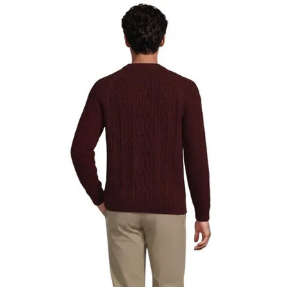 Men's Long Sleeve Cotton Wool Blend Stags Crewneck Sweater