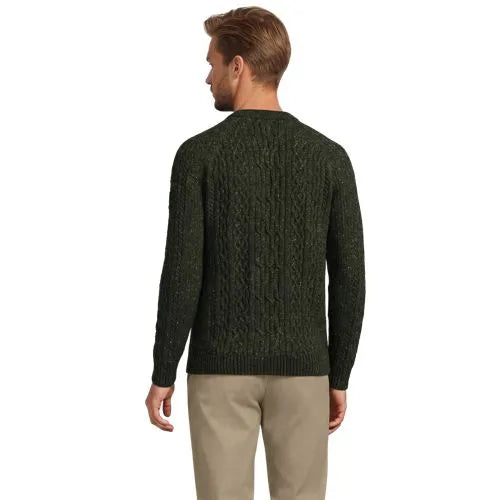 Men's Long Sleeve Cotton Wool Blend Stags Crewneck Sweater