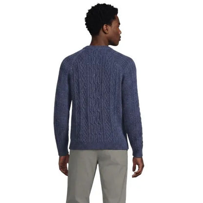 Men's Long Sleeve Cotton Wool Blend Stags Crewneck Sweater