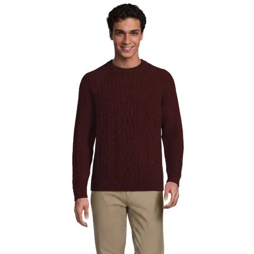 Men's Long Sleeve Cotton Wool Blend Stags Crewneck Sweater