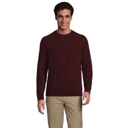 Men's Long Sleeve Cotton Wool Blend Stags Crewneck Sweater