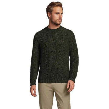 Men's Long Sleeve Cotton Wool Blend Stags Crewneck Sweater