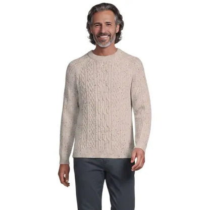 Men's Long Sleeve Cotton Wool Blend Stags Crewneck Sweater
