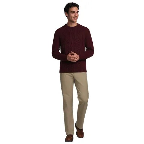 Men's Long Sleeve Cotton Wool Blend Stags Crewneck Sweater