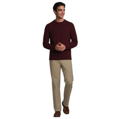 Men's Long Sleeve Cotton Wool Blend Stags Crewneck Sweater