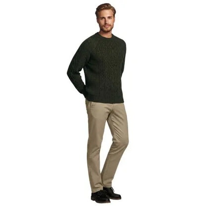 Men's Long Sleeve Cotton Wool Blend Stags Crewneck Sweater