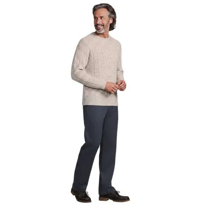 Men's Long Sleeve Cotton Wool Blend Stags Crewneck Sweater