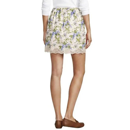 Women's Creaseless Silky Lace Trim Skort