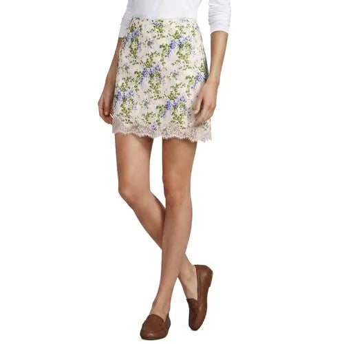 Women's Creaseless Silky Lace Trim Skort