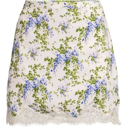 Women's Creaseless Silky Lace Trim Skort