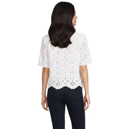 Women's Eyelet Crew Neck Shirt