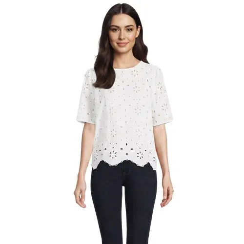 Women's Eyelet Crew Neck Shirt