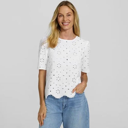 Women's Eyelet Crew Neck Shirt