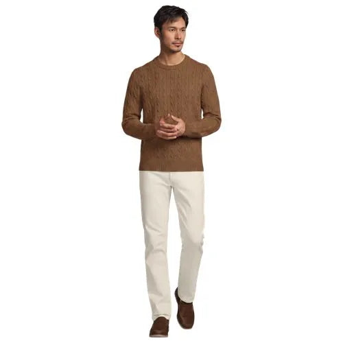 Men's Long Sleeve Cashtouch Cable Crewneck Sweater