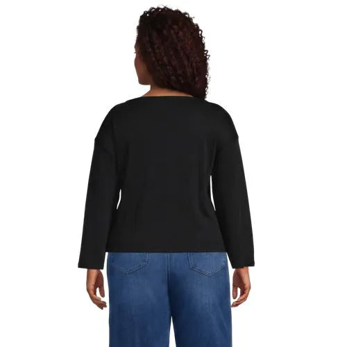 Women's Bracelet Sleeve Supima Cotton Boat Neck Flare Sleeve Top