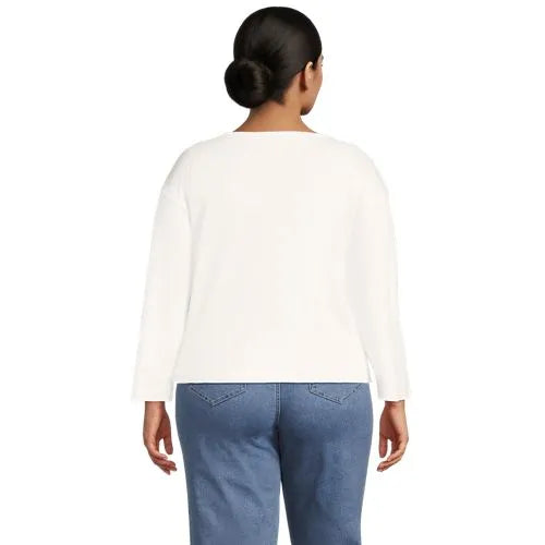 Women's Bracelet Sleeve Supima Cotton Boat Neck Flare Sleeve Top