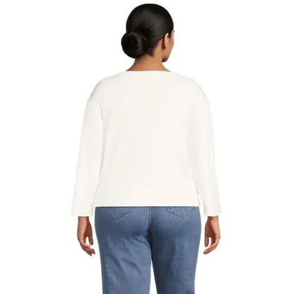 Women's Bracelet Sleeve Supima Cotton Boat Neck Flare Sleeve Top