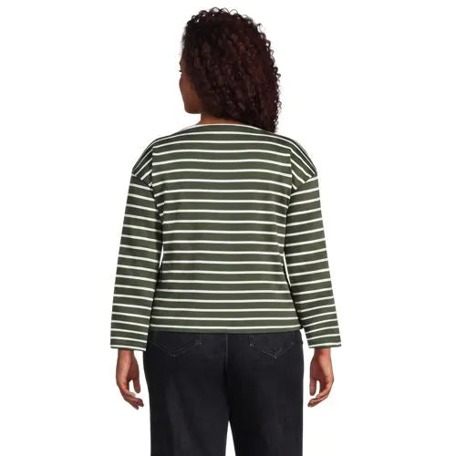 Women's Bracelet Sleeve Supima Cotton Boat Neck Flare Sleeve Top