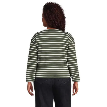 Women's Bracelet Sleeve Supima Cotton Boat Neck Flare Sleeve Top