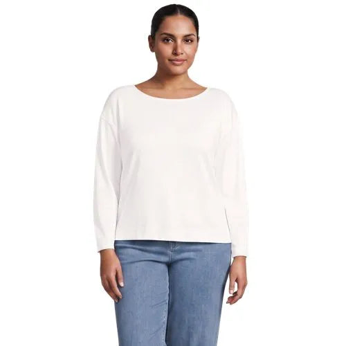 Women's Bracelet Sleeve Supima Cotton Boat Neck Flare Sleeve Top
