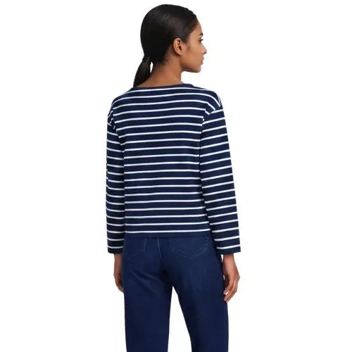 Women's Bracelet Sleeve Supima Cotton Boat Neck Flare Sleeve Top