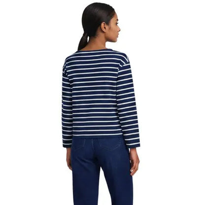 Women's Bracelet Sleeve Supima Cotton Boat Neck Flare Sleeve Top