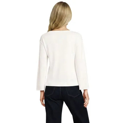 Women's Bracelet Sleeve Supima Cotton Boat Neck Flare Sleeve Top
