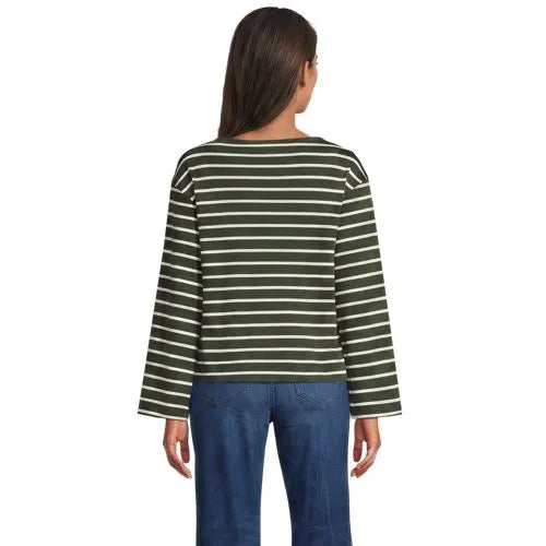 Women's Bracelet Sleeve Supima Cotton Boat Neck Flare Sleeve Top