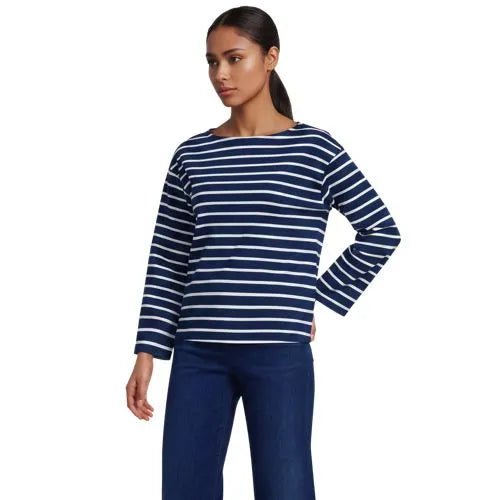 Women's Bracelet Sleeve Supima Cotton Boat Neck Flare Sleeve Top