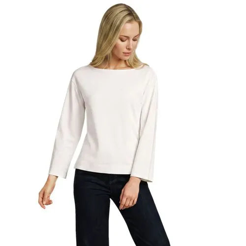 Women's Bracelet Sleeve Supima Cotton Boat Neck Flare Sleeve Top