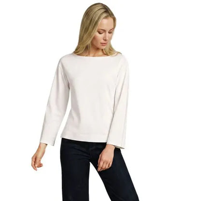 Women's Bracelet Sleeve Supima Cotton Boat Neck Flare Sleeve Top