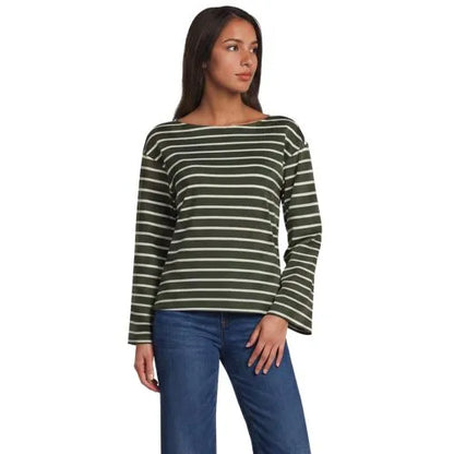 Women's Bracelet Sleeve Supima Cotton Boat Neck Flare Sleeve Top