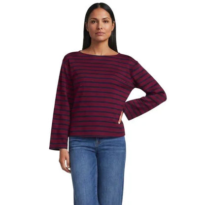 Women's Bracelet Sleeve Supima Cotton Boat Neck Flare Sleeve Top