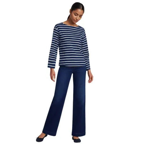 Women's Bracelet Sleeve Supima Cotton Boat Neck Flare Sleeve Top