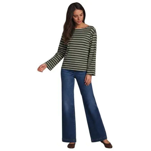 Women's Bracelet Sleeve Supima Cotton Boat Neck Flare Sleeve Top