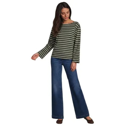 Women's Bracelet Sleeve Supima Cotton Boat Neck Flare Sleeve Top