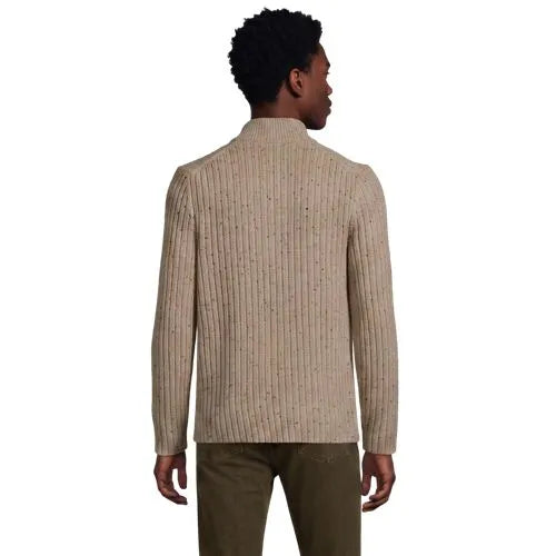 Men's Long Sleeve Cotton Wool Button Up Mock Sweater