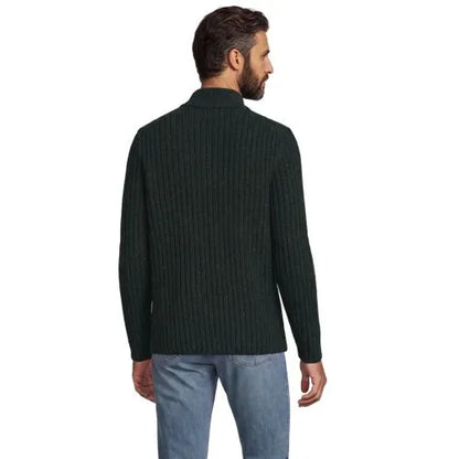 Men's Long Sleeve Cotton Wool Button Up Mock Sweater