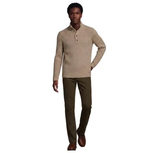 Men's Long Sleeve Cotton Wool Button Up Mock Sweater
