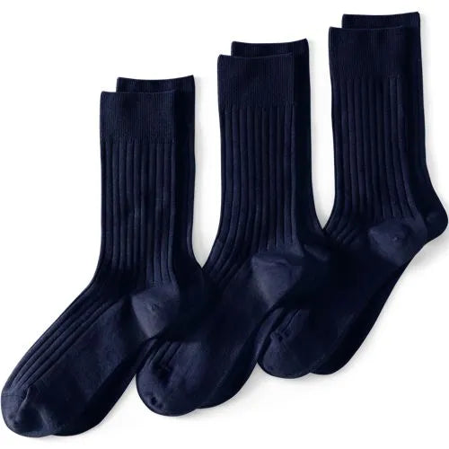 Men's Dress Ribbed Crew Socks 3 Pack
