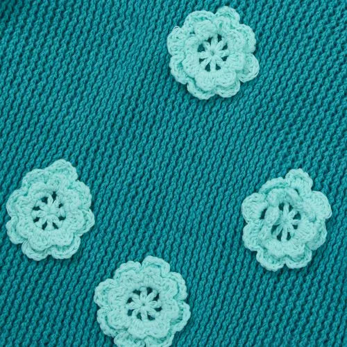 Girls Long Sleeve Crochet Rosette Sweater